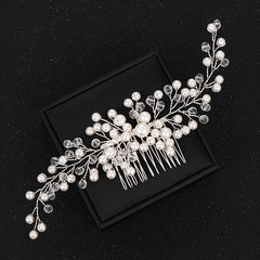 Silvery Pearl Crystal Wedding Hair Combs Hairpin Hair Accessories Bridal
