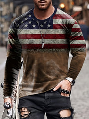 Men's 3D American Flag Long Sleeve T-shirt