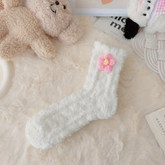 4 Pairs Flower Decor Socks Women's Stockings