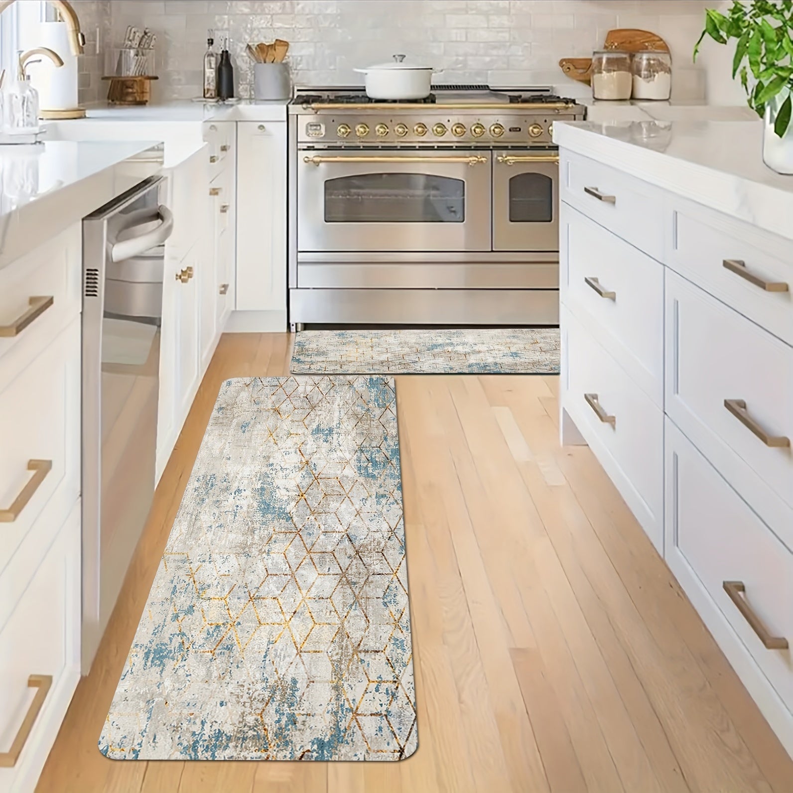 Absorbent Anti Slip Kitchen and Bath Mat Modern Abstract