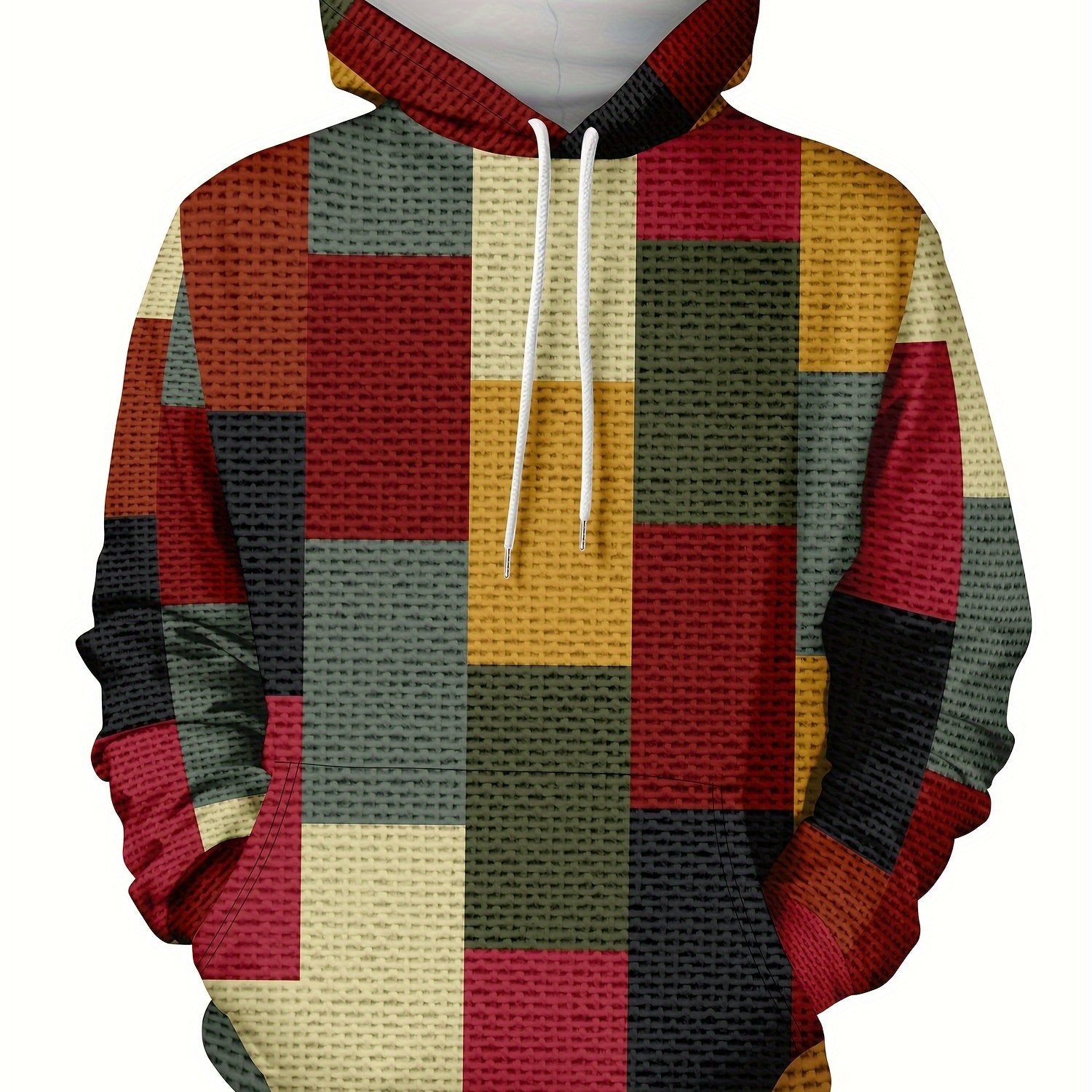 Geometry Print Hoodies For Men Graphic Hoodie Comfy Loose Hooded Pullover