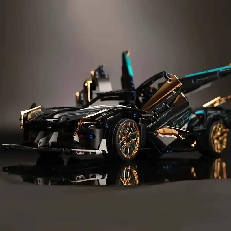 Golden Car Building Blocks Sports Car Manual Building Toy ABS Material