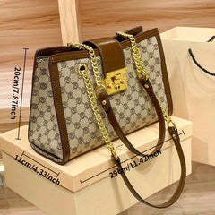 Women's Beige Shoulder Bag w/ Chain Crossbody
