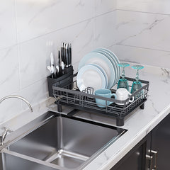 Kitchen Dish Drain Rack with Drainboard and Utensil Holder