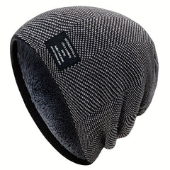 Fashionable Ear Protection Windproof Knit Beanie Hat With Plus Velvet