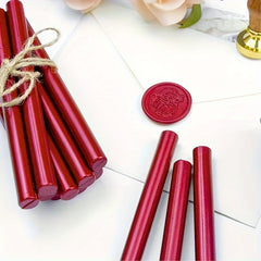 12pcs Mailable Glue Gun Sealing Wax Sticks in Metallic Burgundy Wine Red