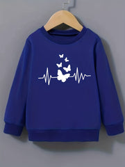 Butterfly & Heart Rate Print Smart Sweatshirt For Girls