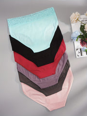 6pcs Lace Briefs Breathable Intimates Panties Women's Lingerie