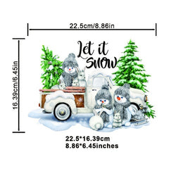 Christmas Tree Snowman Let It Snow Iron On Transfer Decals