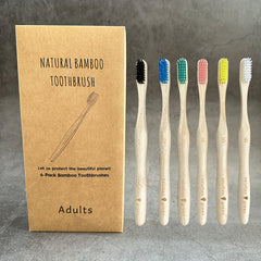 6 Pcs Bamboo Toothbrushes for Superior Oral Care