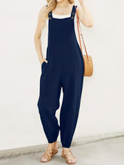 Solid Sleeveless Jumpsuit with Front Pocket