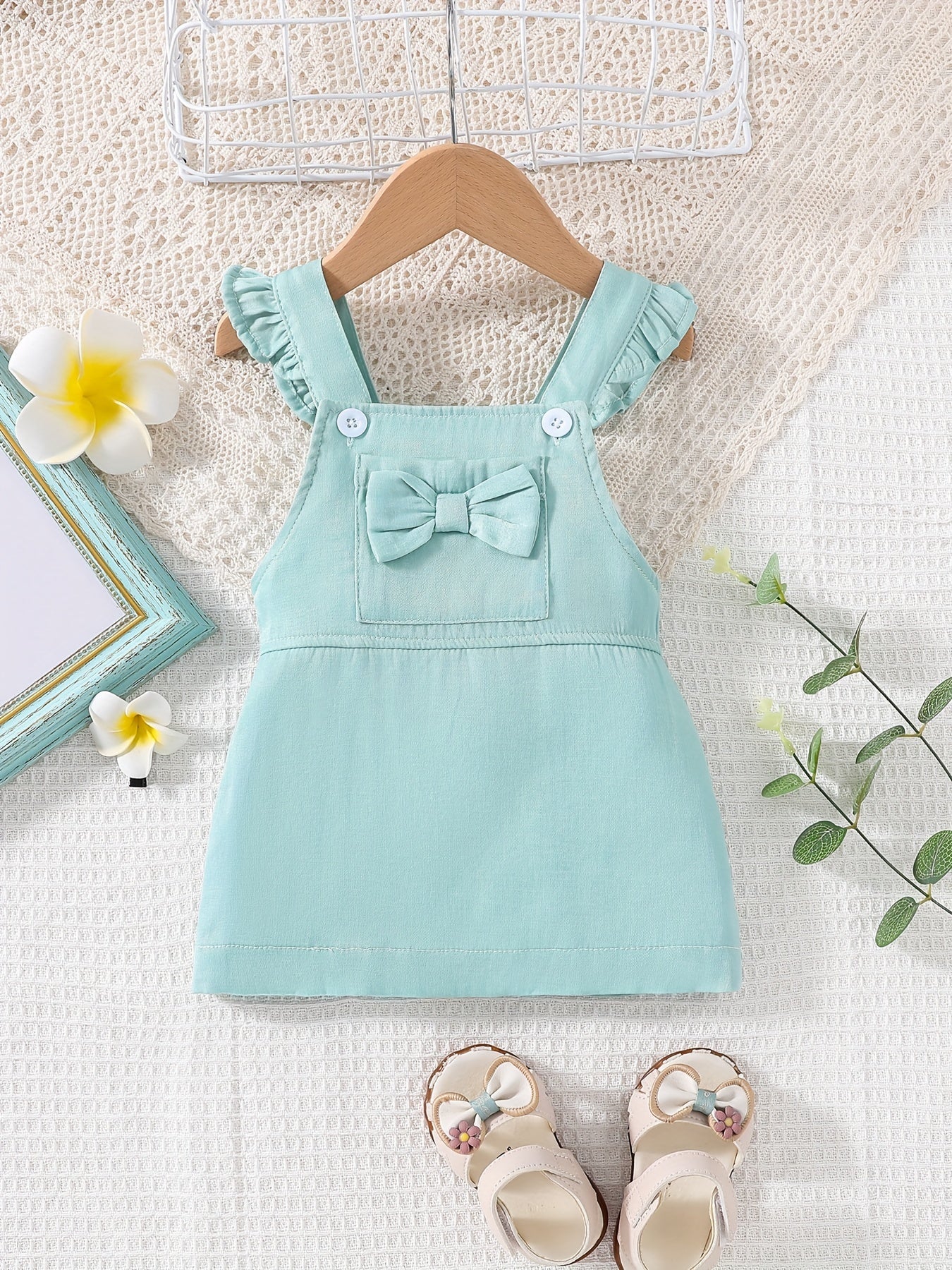 Baby Girls Square Neck Bow Cami Dress