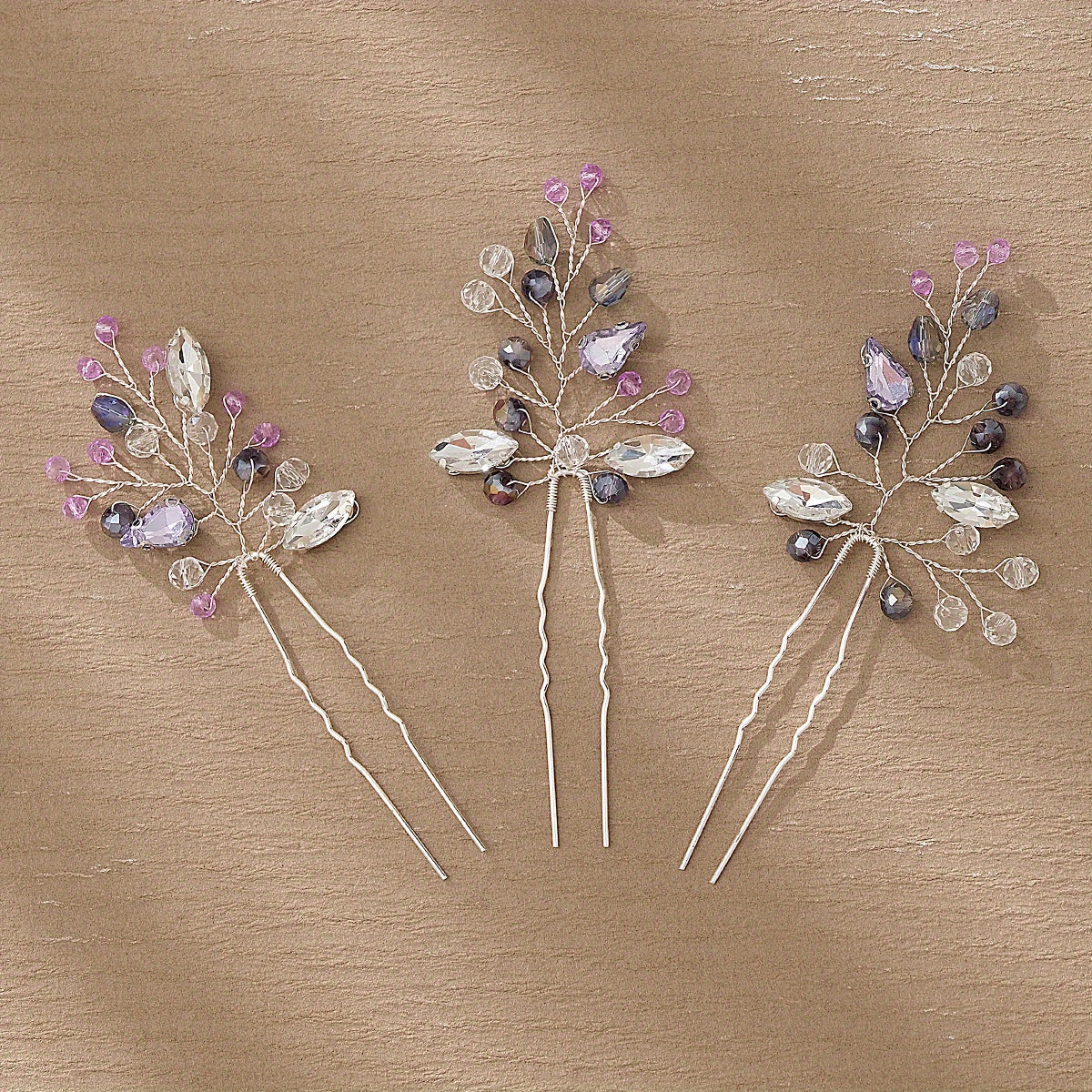 3pcs Crystal Hairpin U Shaped Head Jewelry Hair Accessories