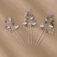 3pcs Crystal Hairpin U Shaped Head Jewelry Hair Accessories