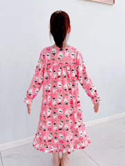 Ghost Pattern Girl's Nightgown Lace Decor Halloween Style Pajama