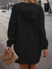 Solid Jacquard Hoodie Sweatshirt Dress
