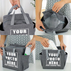 Photo Pattern Insulated Lunch Bag Thick Cooler Box Canvas Tote Food Storage Bag