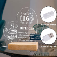 Sweet 16 Night Light Keepsake Gift