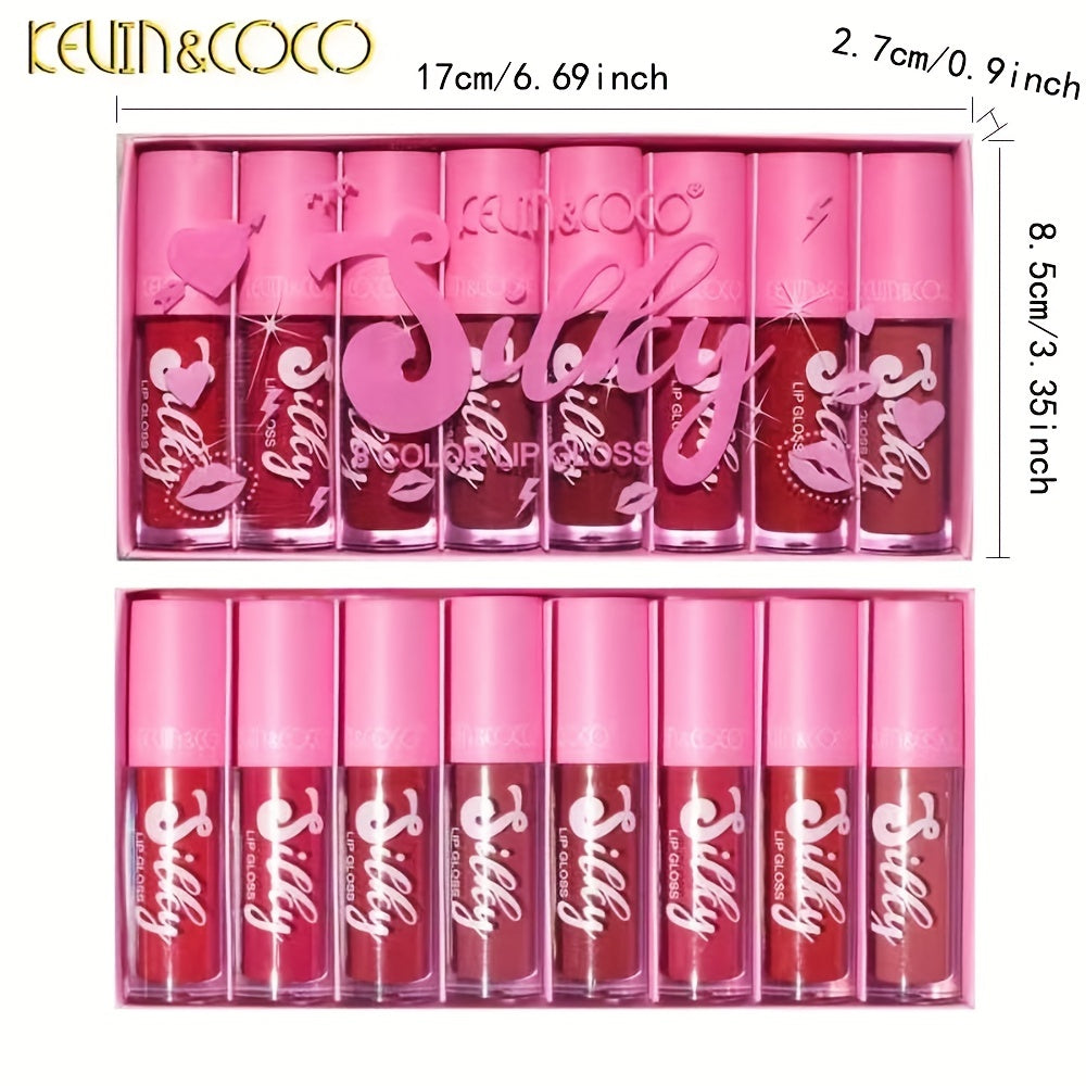 KEVIN&COCO 8-Piece Lip Gloss Box Velvet Mist Gloss Lip Glaze