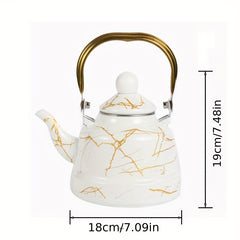 Enamel Hot Water Tea Kettle Geometric Printed Marble Ancient Bell Kettle