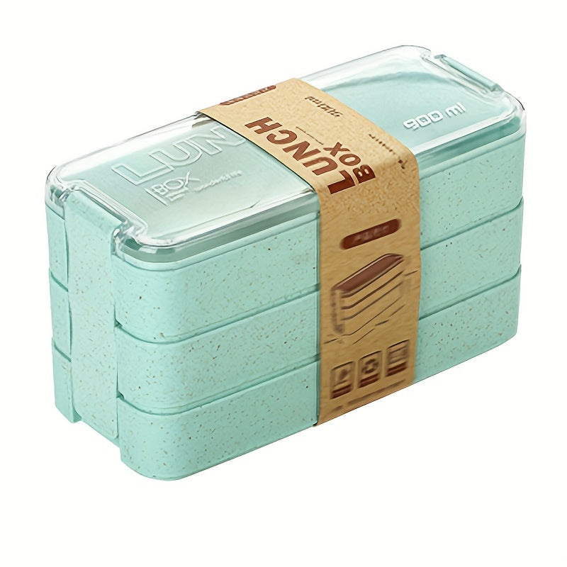 3-Tier Bento Box Lunch Box with Cutlery for Picnic & School