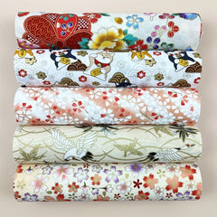 5pcs Beige Cotton Quilted Fabric Set For Sewing Patching Handicraft