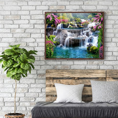 5D Waterfall Landscape Diamond Painting Kit, Full Drill Rhinestone Embroidery