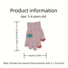 Kids' Winter Ski & Cycling Gloves Coldproof Rabbit Cartoon Knitted Gloves, Ages