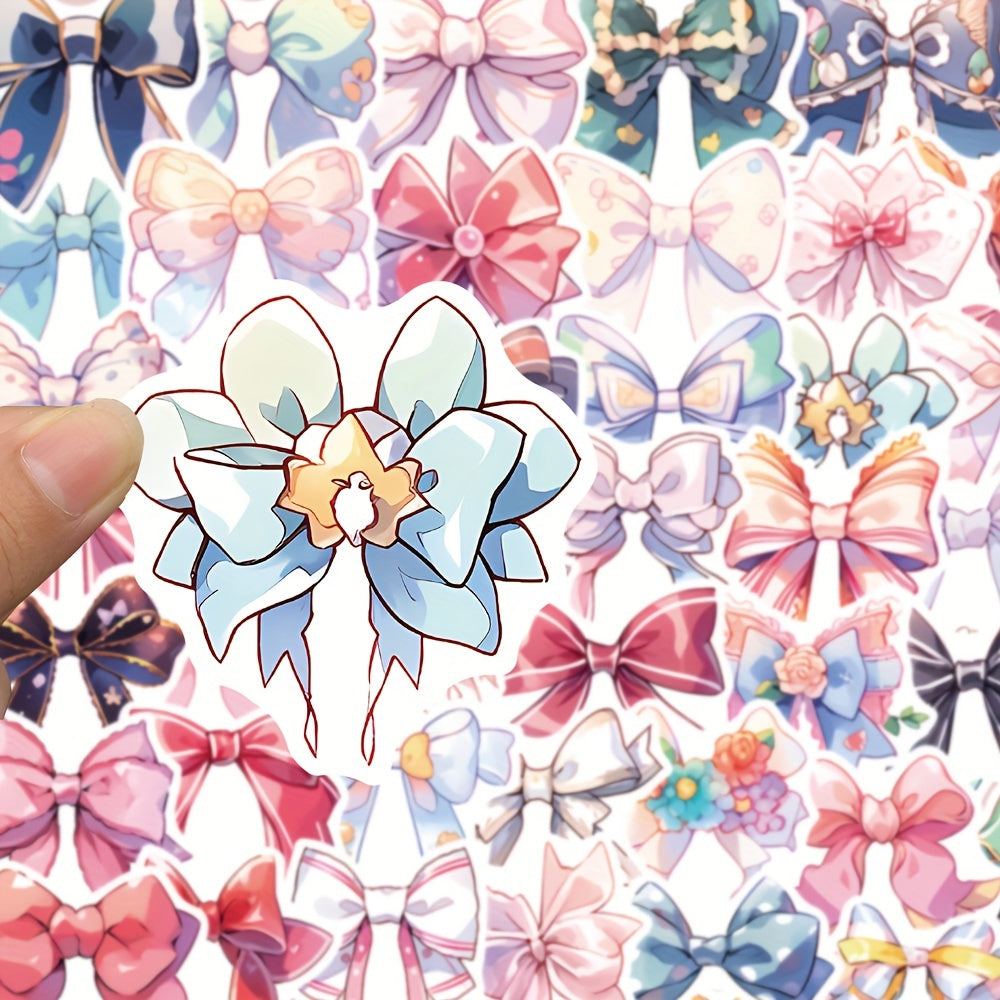 50pcs Cartoon Bow Decorative Stickers Waterproof DIY