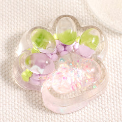 Clear Cat Paw Squishy Toy Pink Glitter Shining Silicone Squeeze Toy