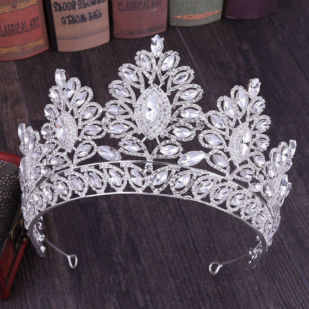 Baroque Crown and Tiara Golden Crystal Bride Wedding Queen Crowns Decorative