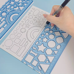 2pcs Geometric Drawing Ruler Set Student Painting Rule Learning Supplies