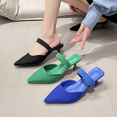 Pointed Toe Slip-On Sandals Pyramid Heeled High Heels