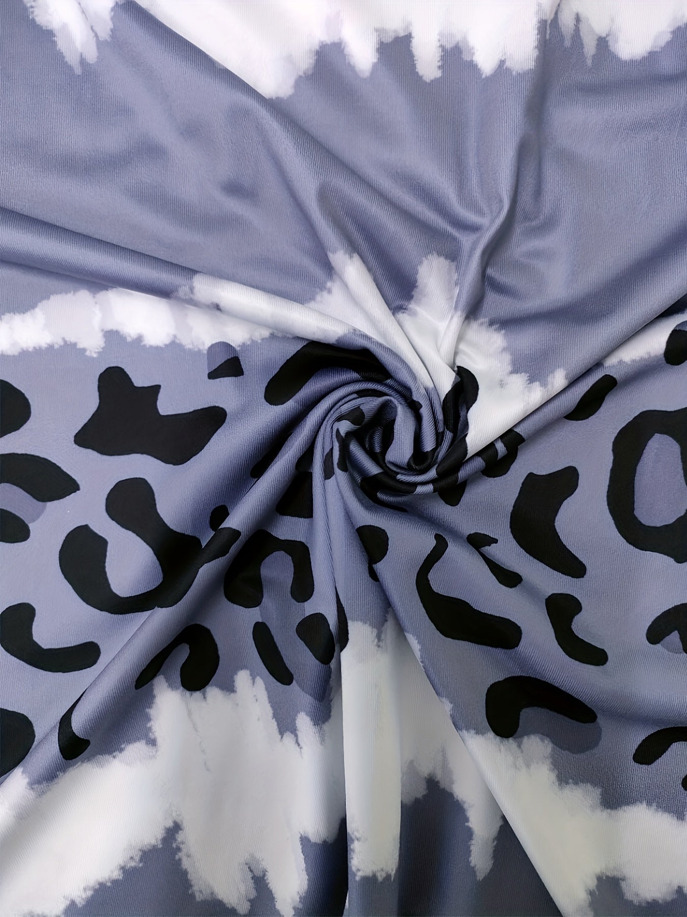 Tie Dye Colorblock Leopard V Neck Dress