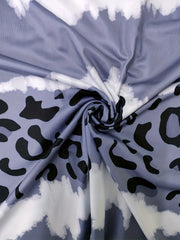 Tie Dye Colorblock Leopard V Neck Dress