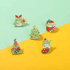 Christmas Frog Brooch Pin Cartoon Toad Animal Lapel Pin For Women