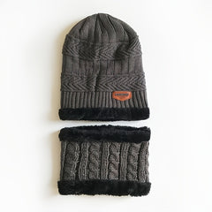 Knitted Woolen Beanie Plus Fleece Thickened Hat Scarf
