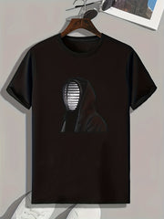 Masked Person Print Men's Graphic T-shirt for Summer
