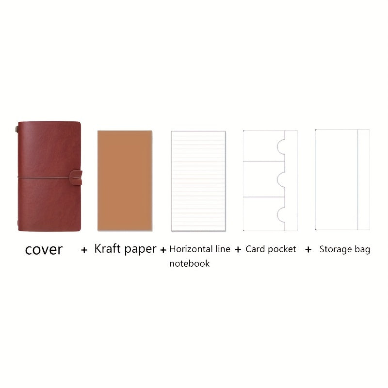 Vintage A6 Notebook Strap Credit Card Phone Holder Stamp Stickers