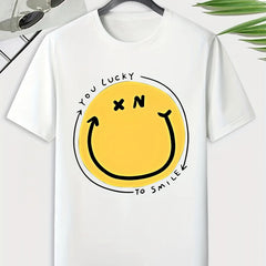 Men's Happy Face Pattern T shirt Active Breathable Tee