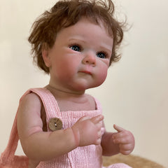 Reborn Doll Rooted Hair Waterproof Full Body Vinyl Painted Skin Soft Touch