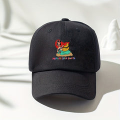 Mermaid Print Baseball Cap Casual Washed Distressed Cotton Dad Hats