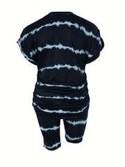 Tie Dye Striped Tee & Shorts Set