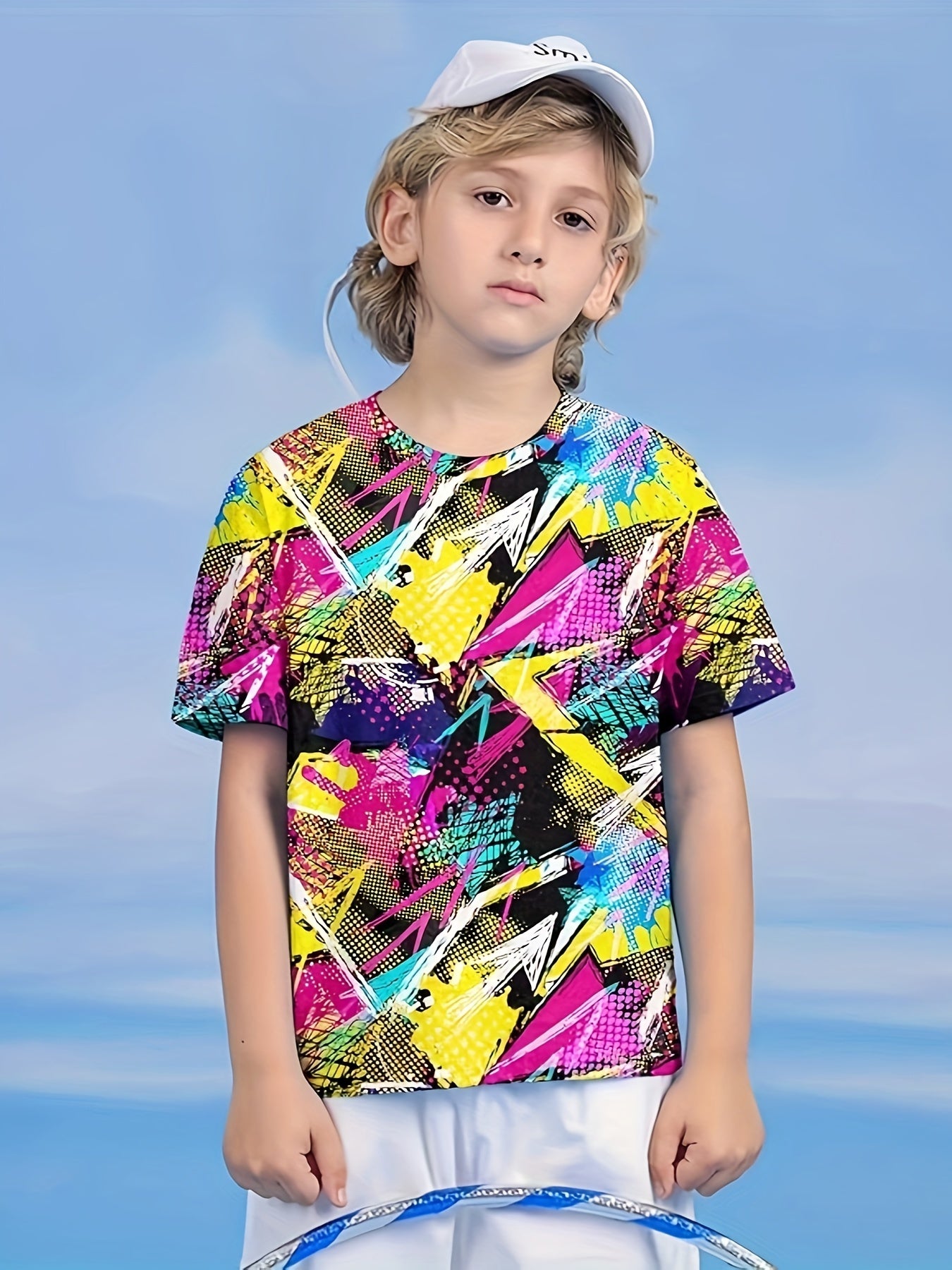 Girls Boys 3D Graffiti Print Short Sleeve T-shirt Summer Sports