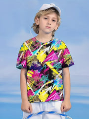 Girls Boys 3D Graffiti Print Short Sleeve T-shirt Summer Sports