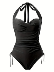 Casual Swimsuit Women's Plus Wrap Ruched Backless One Piece Swimsuit