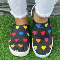 Heart Pattern Slip-On Flat Shoes for Women