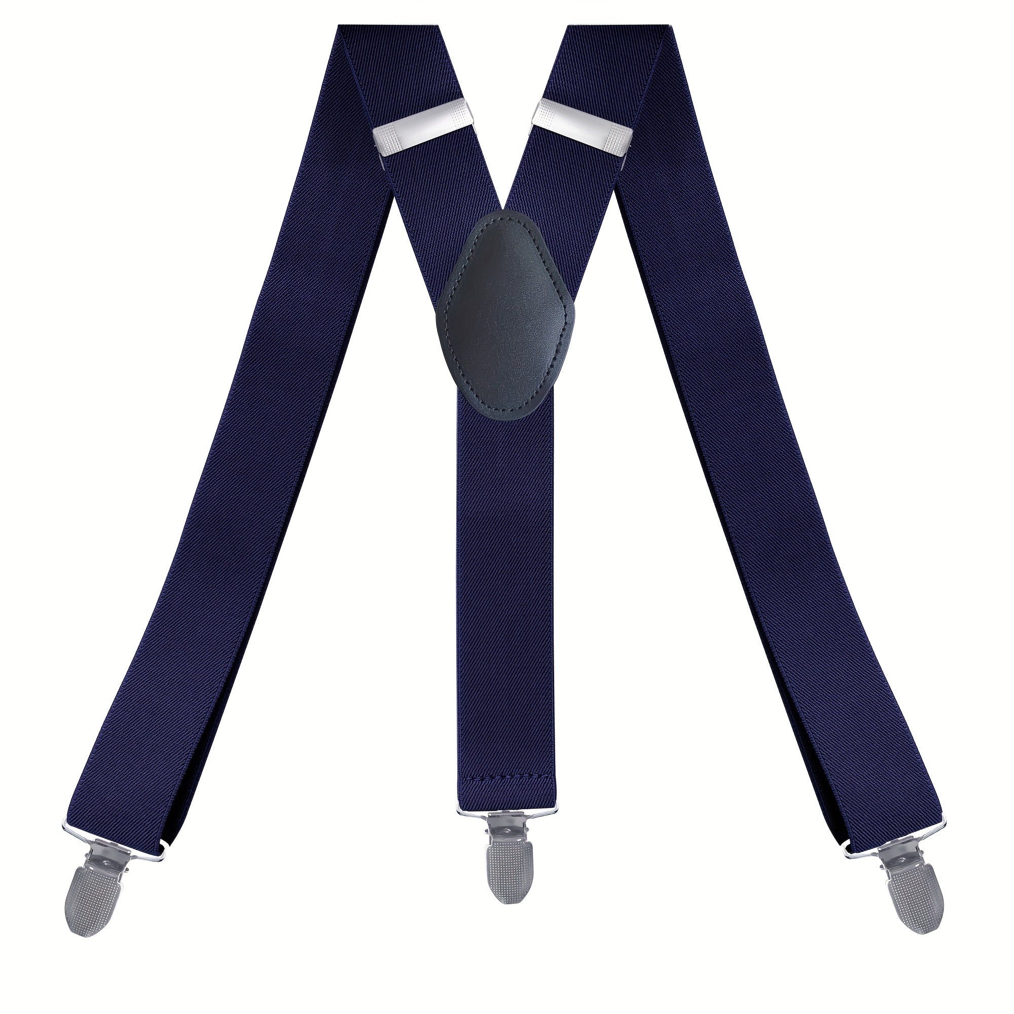 Men's Y Back Suspenders 3-Wide Adjustable Solid Straight Heavy Duty Clip
