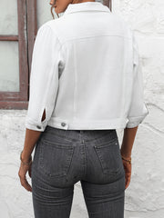 Flap Pockets Denim Jackets Single Breasted Button Non Stretch Lapel Denim Coats