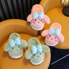 Furry Rabbit House Shoes Girls Non Slip Soft Bottom Winter Indoor Shoes